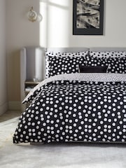 2 Pack Black/White Polka Dot Reversible Duvet Cover and Pillowcase Set - Image 2 of 9