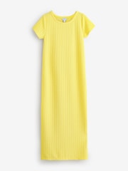 Yellow Short Sleeves Jersey Textured Dress - Image 1 of 2