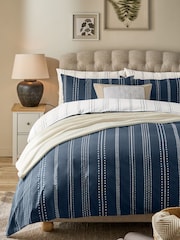 2 Pack Navy/White Stripe Reversible Duvet Cover and Pillowcase Set - Image 3 of 9