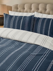2 Pack Navy/White Stripe Reversible Duvet Cover and Pillowcase Set - Image 4 of 9