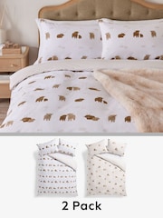 2 Pack Natural Hamish the Highland Cow Reversible Duvet Covers and Pillowcases Set - Image 1 of 7