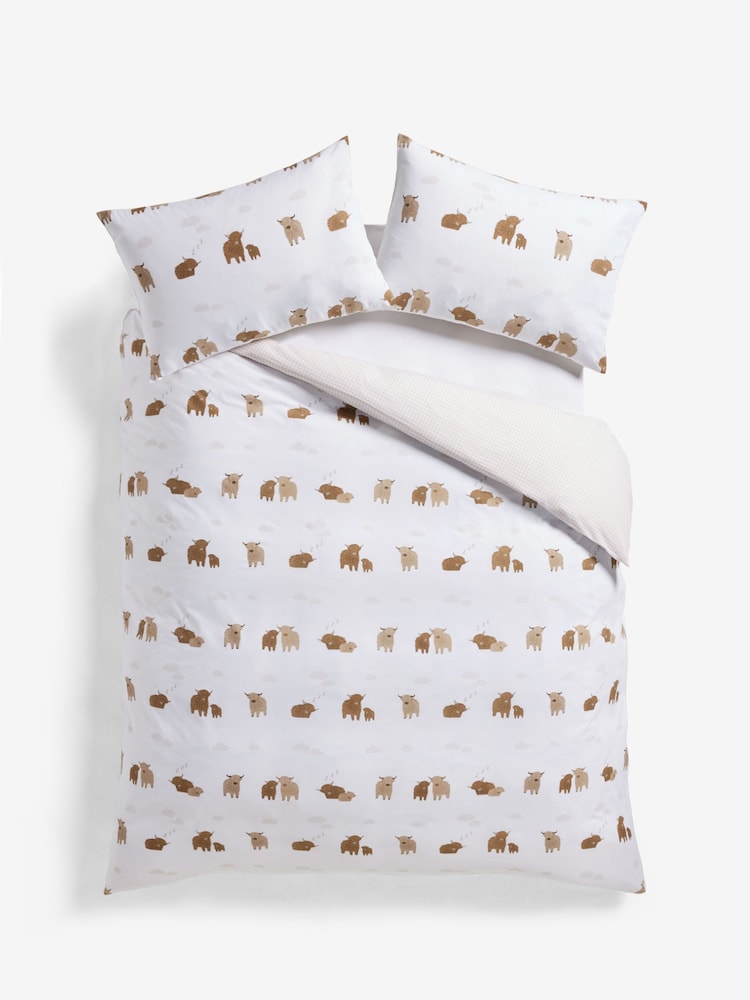 2 Pack Natural Hamish the Highland Cow Reversible Duvet Covers and Pillowcases Set - Image 6 of 7