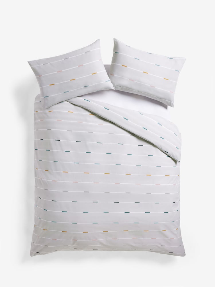 2 Pack White/Grey Stripe Reversible Duvet Cover and Pillowcase Set - Image 6 of 7