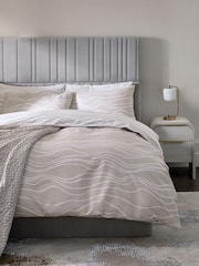 2 Pack Natural Beige/White Wave Reversible Duvet Cover and Pillowcase Set - Image 2 of 9