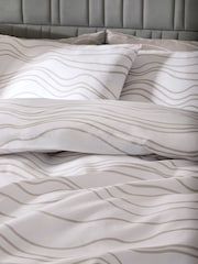 2 Pack Natural Beige/White Wave Reversible Duvet Cover and Pillowcase Set - Image 5 of 9