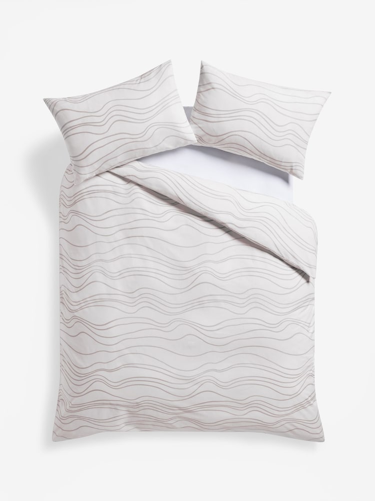 2 Pack Natural Beige/White Wave Reversible Duvet Cover and Pillowcase Set - Image 9 of 9