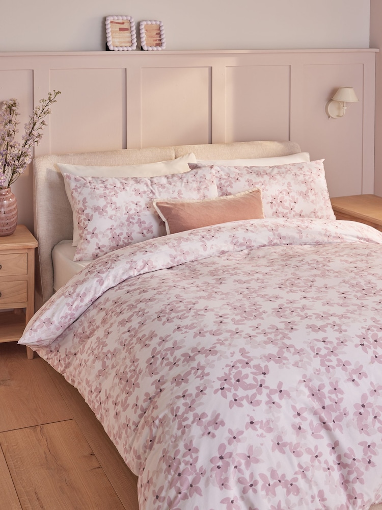 2 Pack Pink/White Ditsy Floral Reversible Duvet Cover and Pillowcase Set - Image 2 of 7
