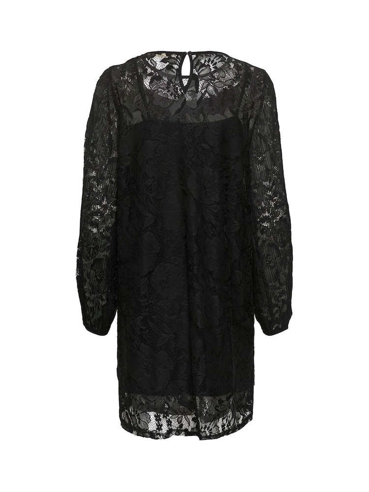 Cream Crkanni Floral Lace Cocktail Black Dress - Image 6 of 6