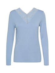 Cream Blue Crtrulla Long Sleeve Lace Edge T-Shirt - Image 5 of 6