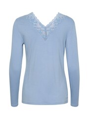 Cream Blue Crtrulla Long Sleeve Lace Edge T-Shirt - Image 6 of 6