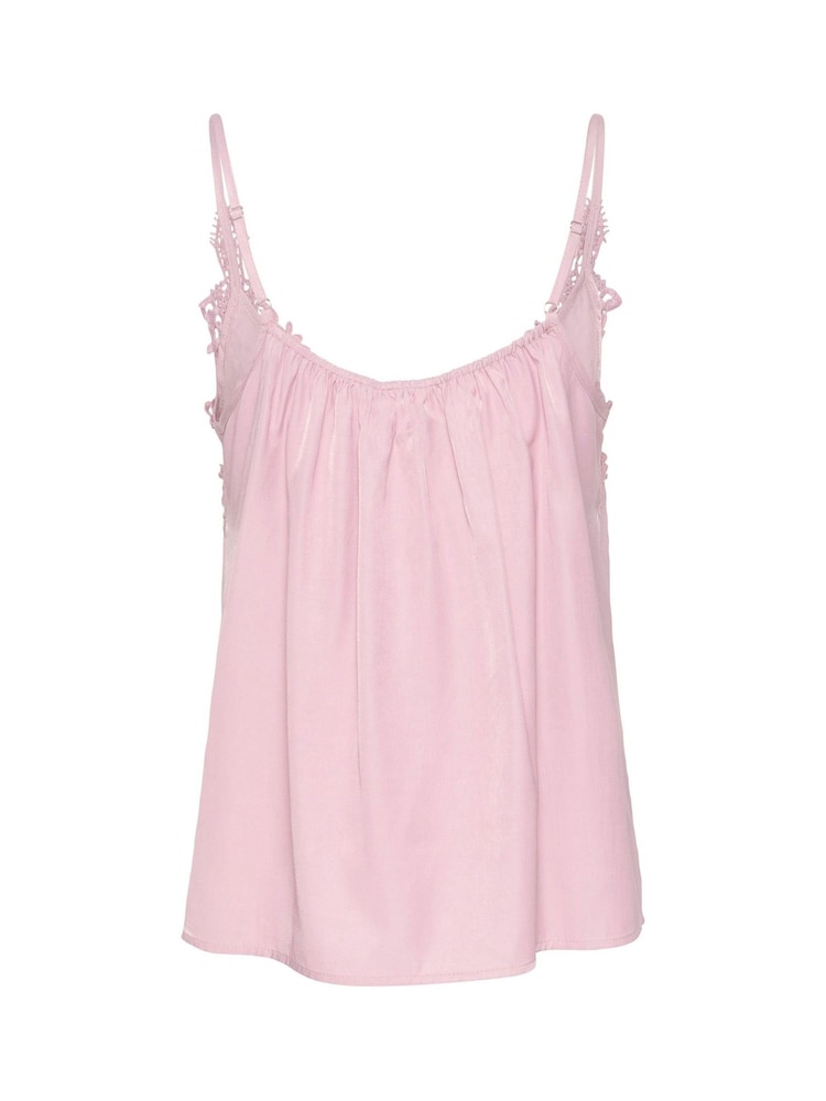 Cream Pink Cranna Thin Strap Top Lace Singlet - Image 6 of 6