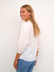 Kaffe Kajollia Notch Neck 3/4 Sleeve 100% Cotton Blouse - Image 2 of 5