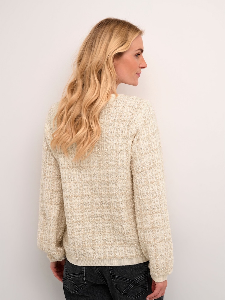 Cream Crbilo Checkered V-Neck Pullover Black Jumper - Image 2 of 6