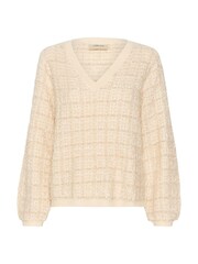 Cream Crbilo Checkered V-Neck Pullover Black Jumper - Image 5 of 6