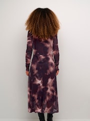 Cream Crolly Mesh Long Sleeve Maxi Brown Dress - Image 3 of 6