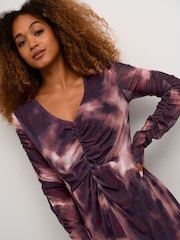 Cream Crolly Mesh Long Sleeve Maxi Brown Dress - Image 4 of 6