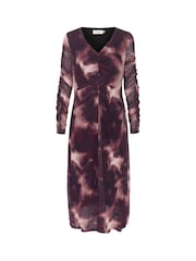 Cream Crolly Mesh Long Sleeve Maxi Brown Dress - Image 5 of 6