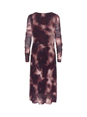 Cream Crolly Mesh Long Sleeve Maxi Brown Dress - Image 6 of 6