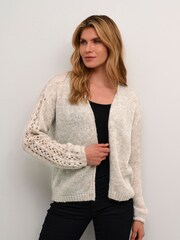 Cream Natural Crniso Open Front Hole Knit Cardigan - Image 1 of 6