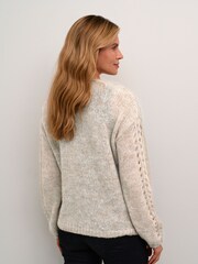 Cream Natural Crniso Open Front Hole Knit Cardigan - Image 2 of 6