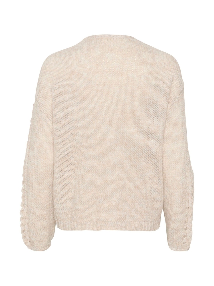 Cream Natural Crniso Open Front Hole Knit Cardigan - Image 6 of 6