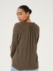 Kaffe Babett 3/4 Sleeve Notch Neck Green Blouse - Image 2 of 6