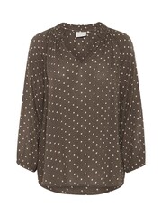 Kaffe Babett 3/4 Sleeve Notch Neck Green Blouse - Image 5 of 6
