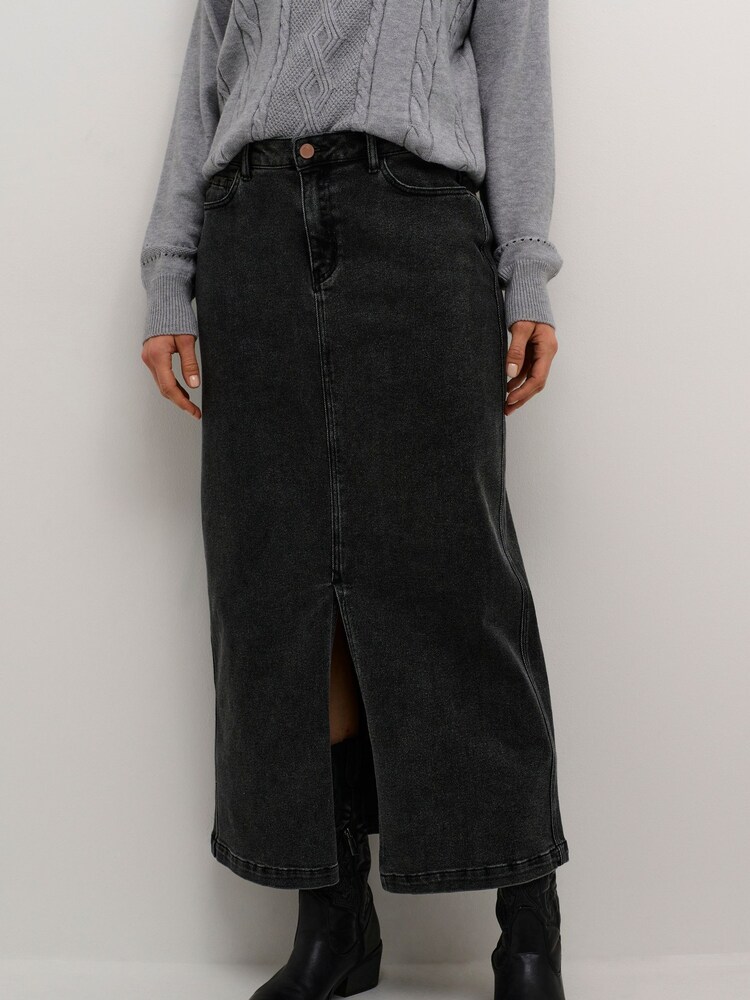 Cream Crebba Denim High-Waisted Maxi Black Skirt - Image 1 of 6 Cream Crebba Denim High-Waisted Maxi Black Skirt - Image 1 of 6