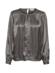 Cream Grey Crviria Round Neck Satin Blouse - Image 5 of 6