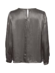 Cream Grey Crviria Round Neck Satin Blouse - Image 6 of 6