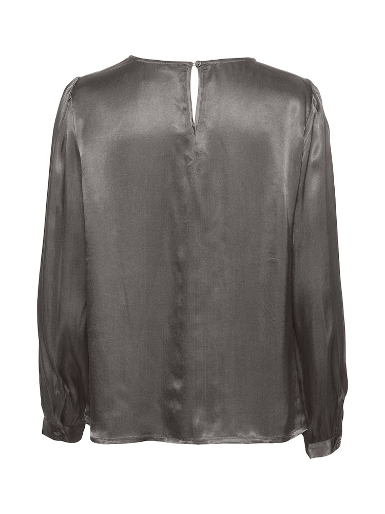 Cream Grey Crviria Round Neck Satin Blouse - Image 6 of 6
