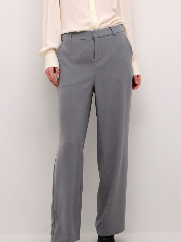 Cream Grey Crcocamia High-Waisted Wide Leg Trousers - Image 1 of 6