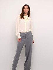 Cream Grey Crcocamia High-Waisted Wide Leg Trousers - Image 4 of 6