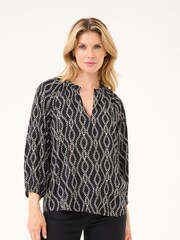 Kaffe KAsigrid 3/4 Sleeves V-notch Neck Black Blouse - Image 1 of 6