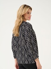 Kaffe KAsigrid 3/4 Sleeves V-notch Neck Black Blouse - Image 2 of 6