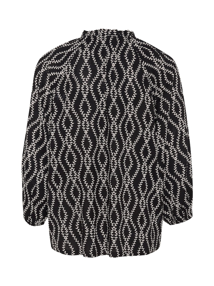 Kaffe KAsigrid 3/4 Sleeves V-notch Neck Black Blouse - Image 6 of 6