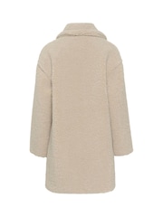 Cream Crthyra Thigh Length Teddybear Cream Coat - Image 3 of 3