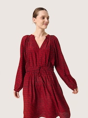 Soaked in Luxury Red Slalize V-Neck Knee Length Sleeve Dress - Image 1 of 6
