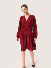 Soaked in Luxury Red Slalize V-Neck Knee Length Sleeve Dress - Image 3 of 6