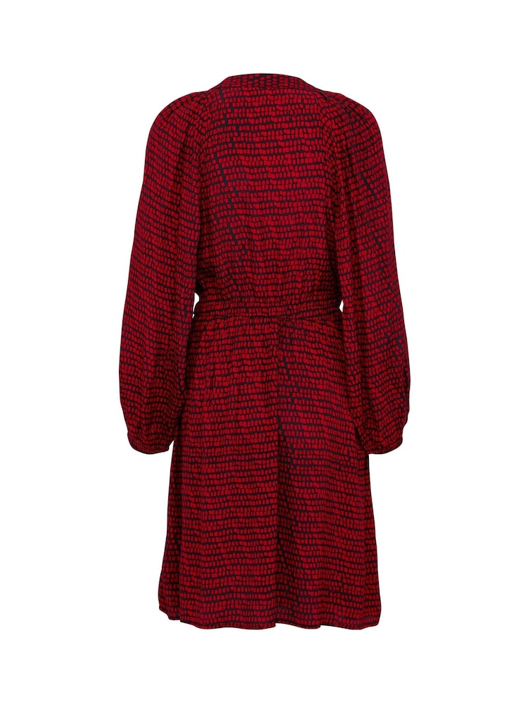 Soaked in Luxury Red Slalize V-Neck Knee Length Sleeve Dress - Image 6 of 6