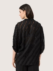 Soaked in Luxury Slcolete 3/4 Sleeve Chiffon Black Blouse - Image 2 of 6