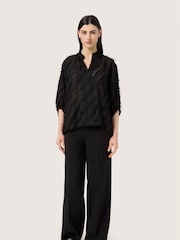 Soaked in Luxury Slcolete 3/4 Sleeve Chiffon Black Blouse - Image 3 of 6