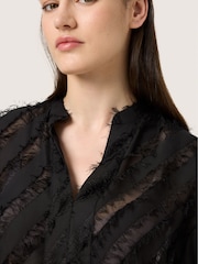 Soaked in Luxury Slcolete 3/4 Sleeve Chiffon Black Blouse - Image 4 of 6