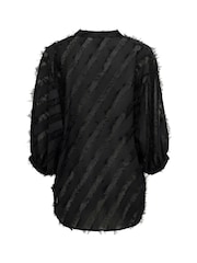 Soaked in Luxury Slcolete 3/4 Sleeve Chiffon Black Blouse - Image 6 of 6