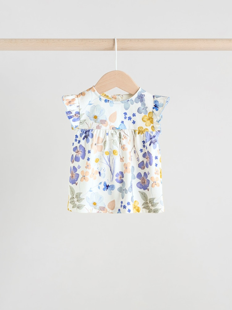 Blue/White Floral Baby Frill T-Shirt and Shorts Set 6 Piece - Image 5 of 16