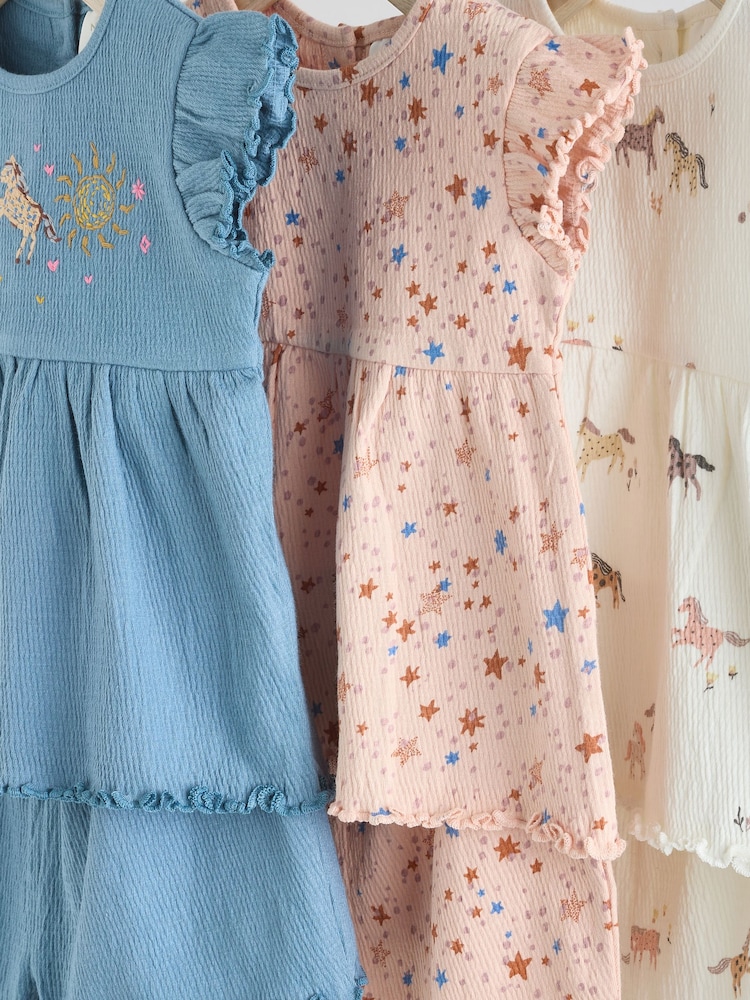 Pink/ White and Blue Horse Baby Frill T-Shirt and Shorts Set 6 Piece - Image 11 of 15