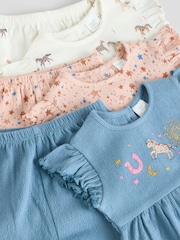 Pink/ White and Blue Horse Baby Frill T-Shirt and Shorts Set 6 Piece - Image 12 of 15
