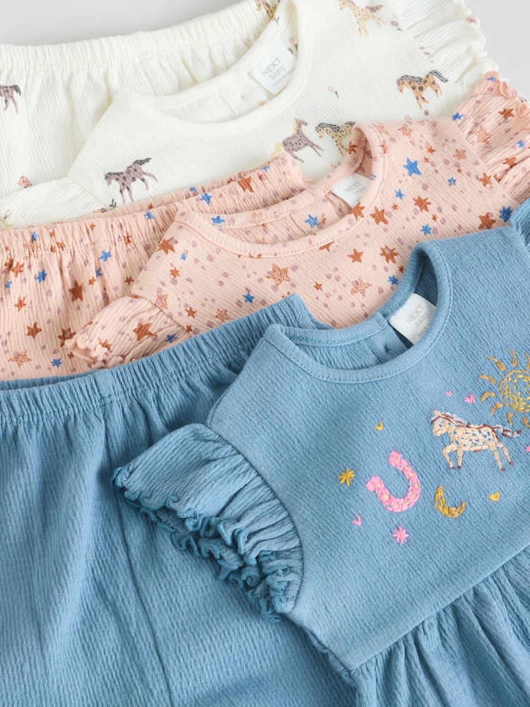 Pink/ White and Blue Horse Baby Frill T-Shirt and Shorts Set 6 Piece - Image 12 of 15
