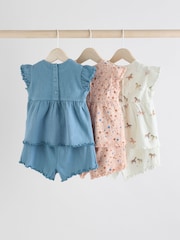 Pink/ White and Blue Horse Baby Frill T-Shirt and Shorts Set 6 Piece - Image 2 of 15