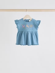 Pink/ White and Blue Horse Baby Frill T-Shirt and Shorts Set 6 Piece - Image 3 of 15